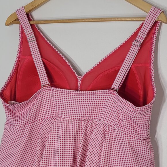 Pink & White Swimsuit Bikini Top VNeck Pullover Double Layer Tank Plus Size 1X - Picture 2 of 12